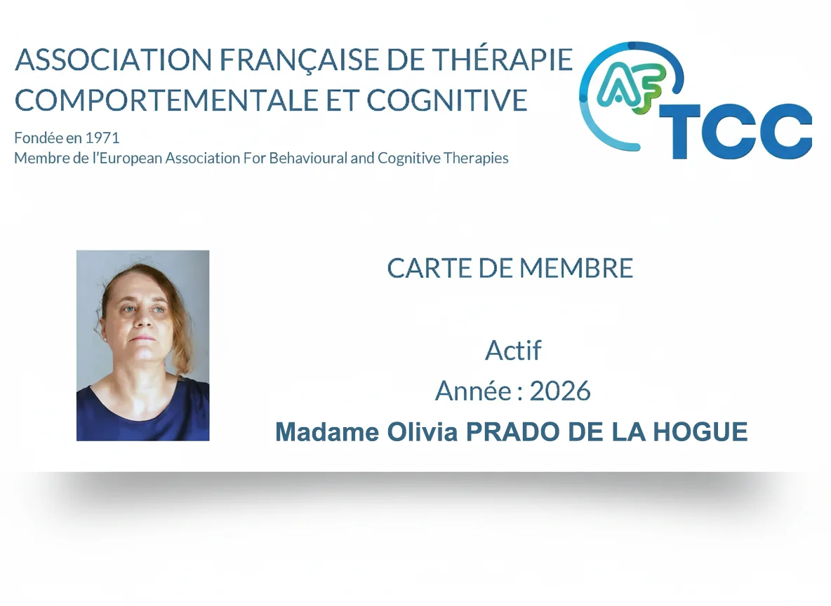 Carte de Membre 2026 de l'AFTCC pour Olivia PRADO de la HOGUE